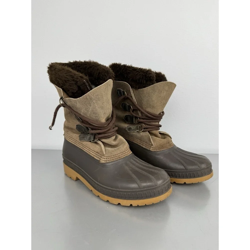 Vintage‎ Sorel Kaufman Tracker Boots Mens 7 Wool Lined Waterproof Winter Badger